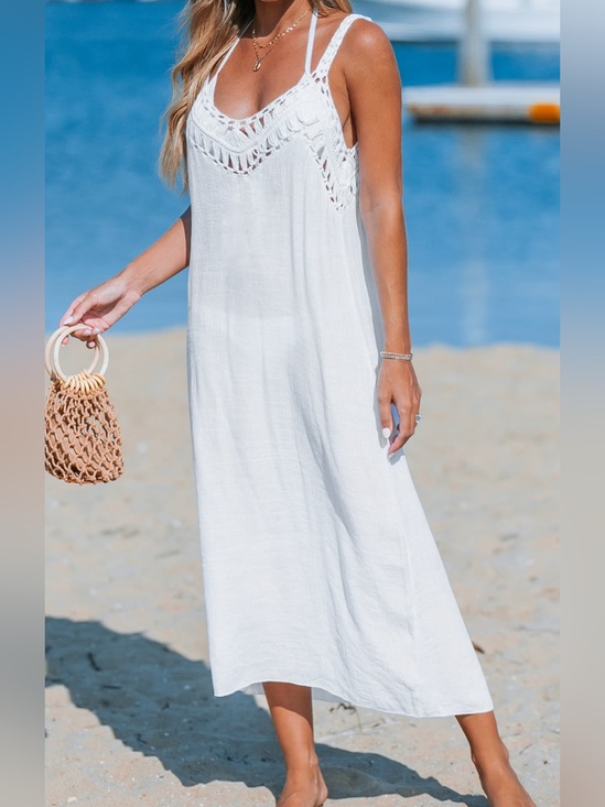 Cupshe Other - Cupshe White Crochet Trim Women’s Swim Cover-Up Dress, size Medium